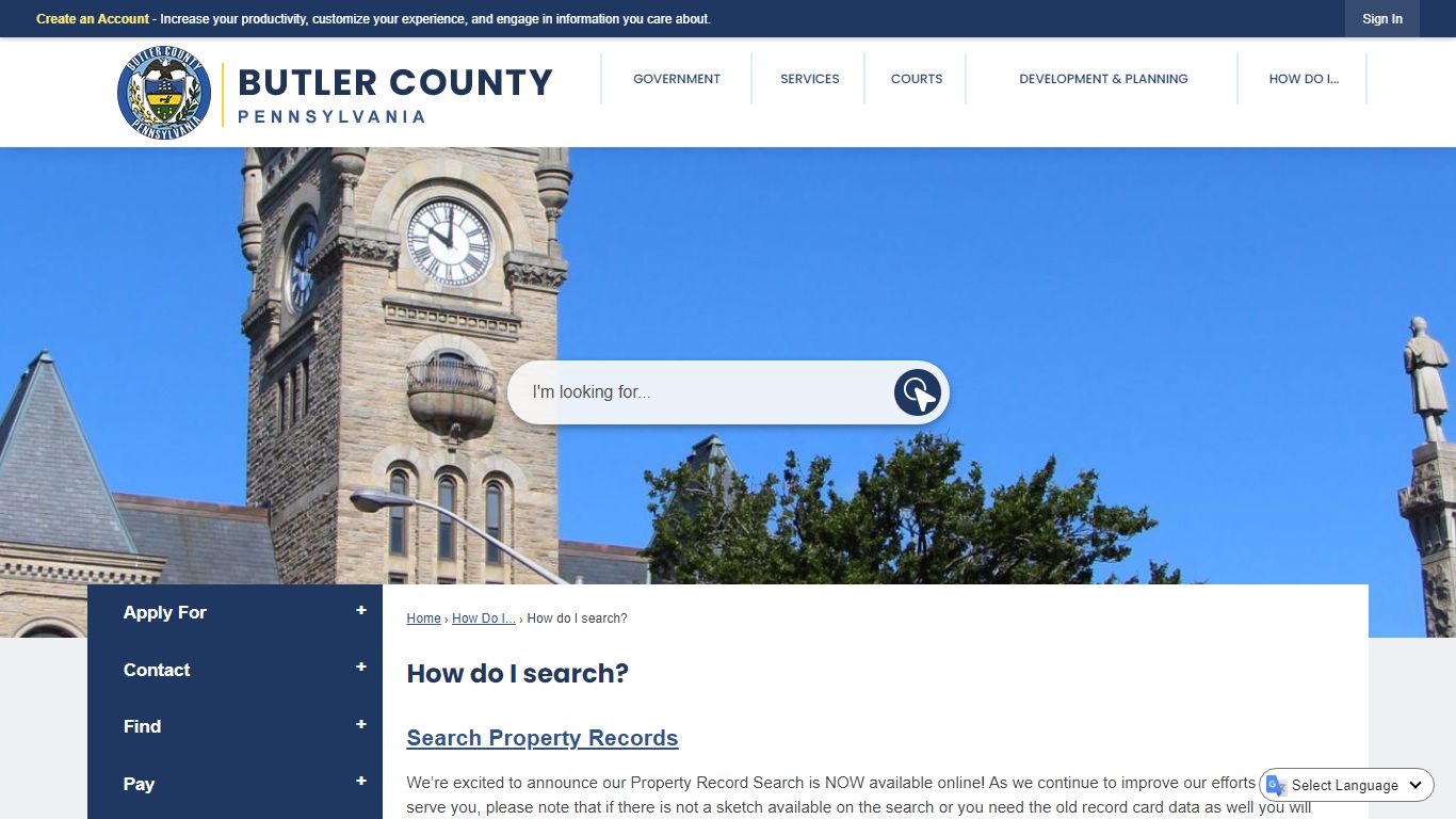 How do I search? | Butler County, PA